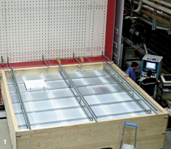 Air permeability tests on a cleanroom ceiling