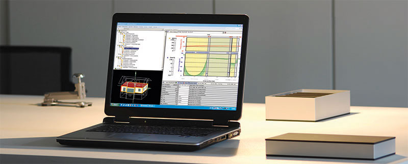 Notebook, das einen Einblick in die WUFI Programme gewährt.