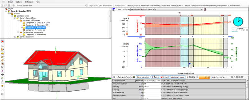 Screenshot des Gebäude-Simulationsprogramms WUFI® Plus