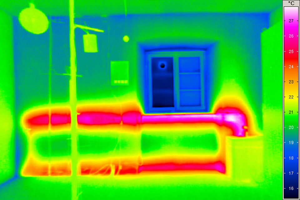 Infrarot-Aufnahme der Außenwand im Messraum