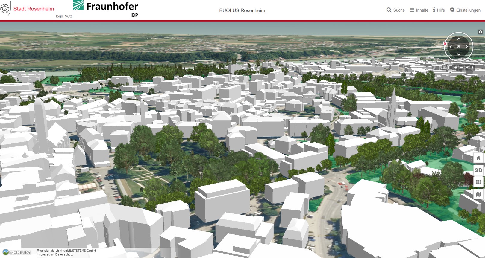 3D-Stadtmodells der Stadt Rosenheim