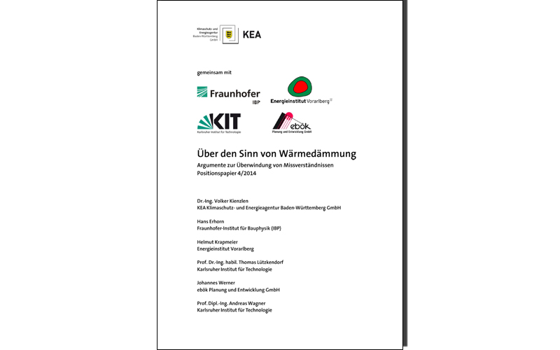 Positionspapier Wärmedämmung - Titelseite Positionspapier Wärmedämmung