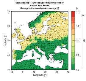 Schadensrisiko durch Schimmelpilzwachstum nahe Zukunft