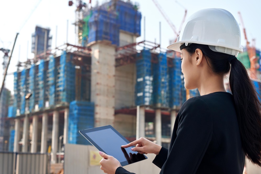 Woman oversees construction site