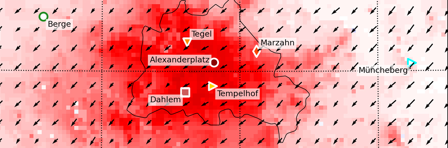 Heat island map for Berlin