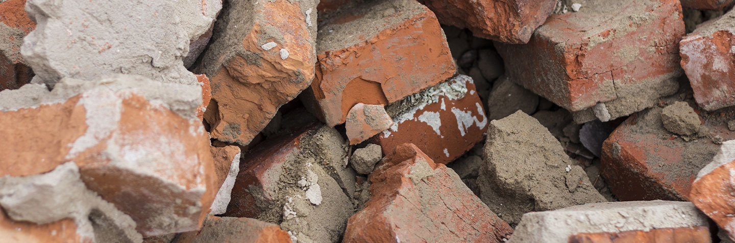 Masonry rubble  containing brick