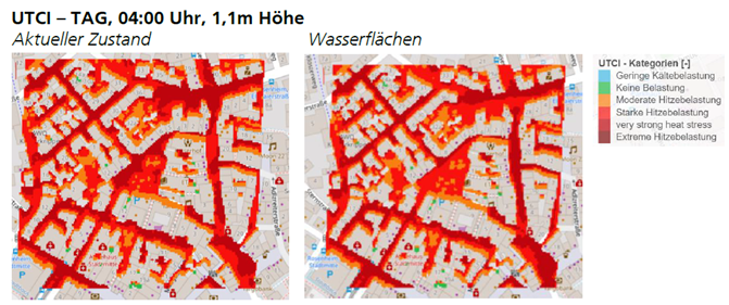 Simulation der UTCI am Tag