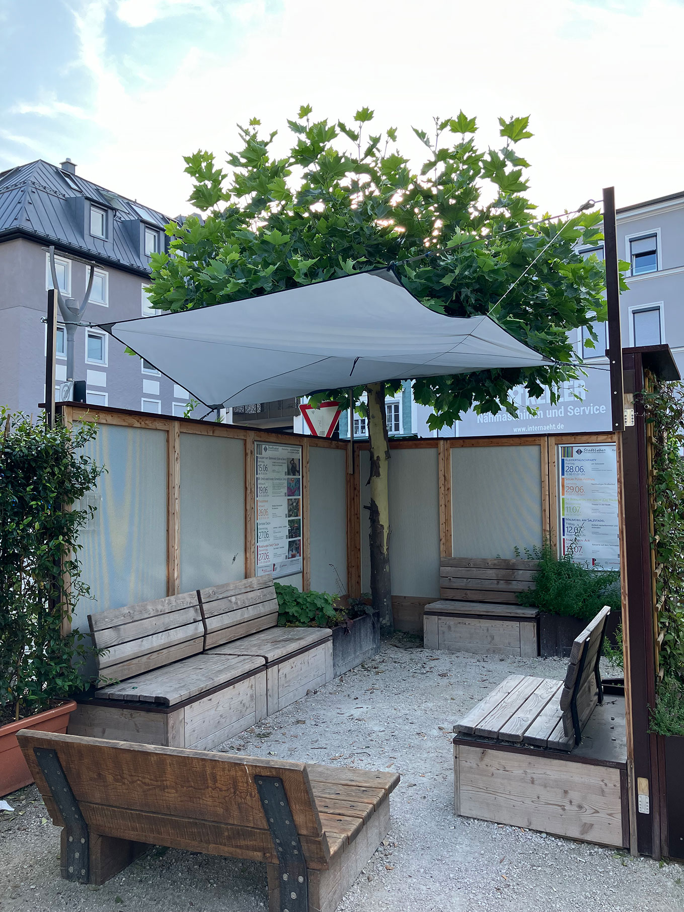 Innenansicht des Sitzelements am Salzstadel