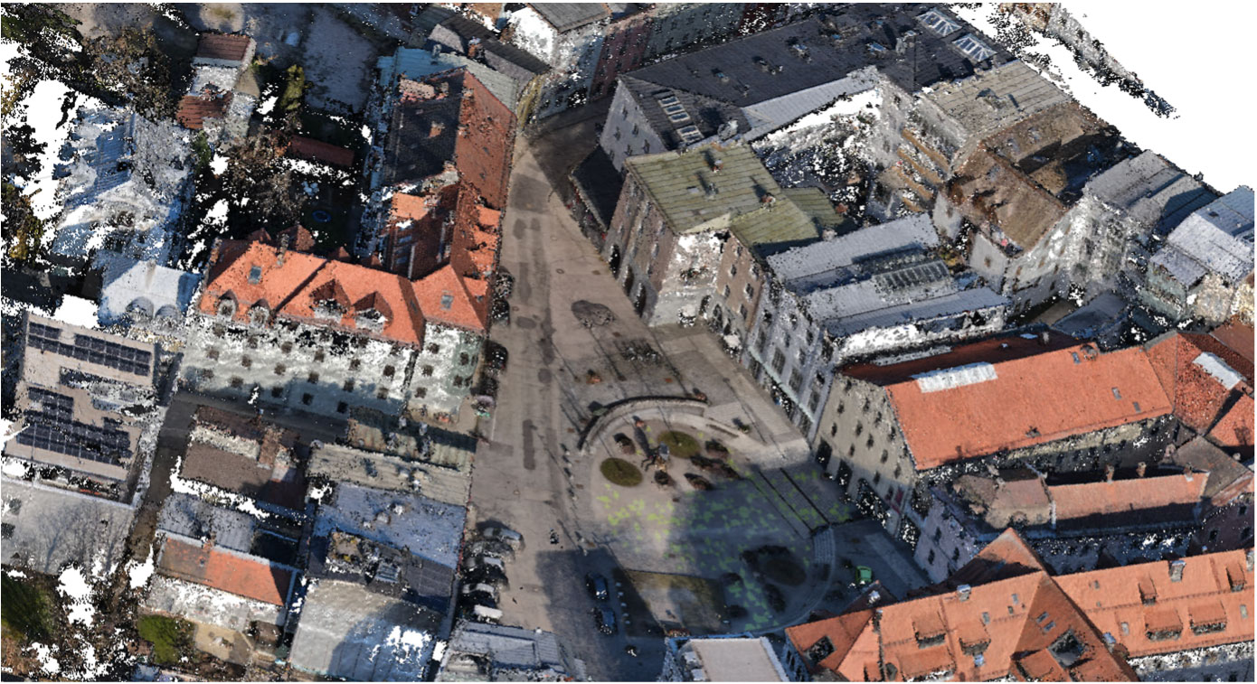 3D model of the urban district before data optimization