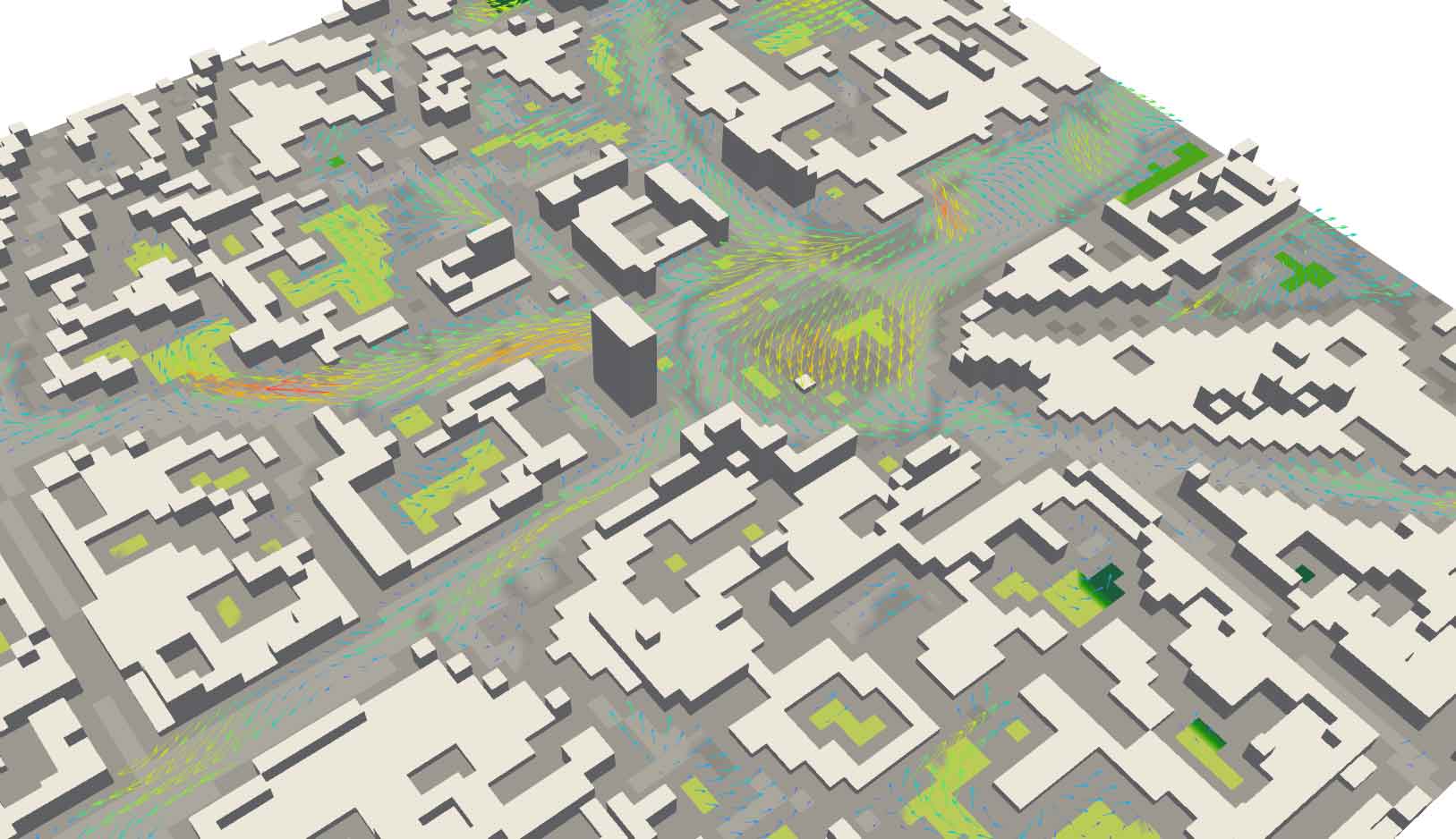 Ground level flow field calculated with PALM-4U